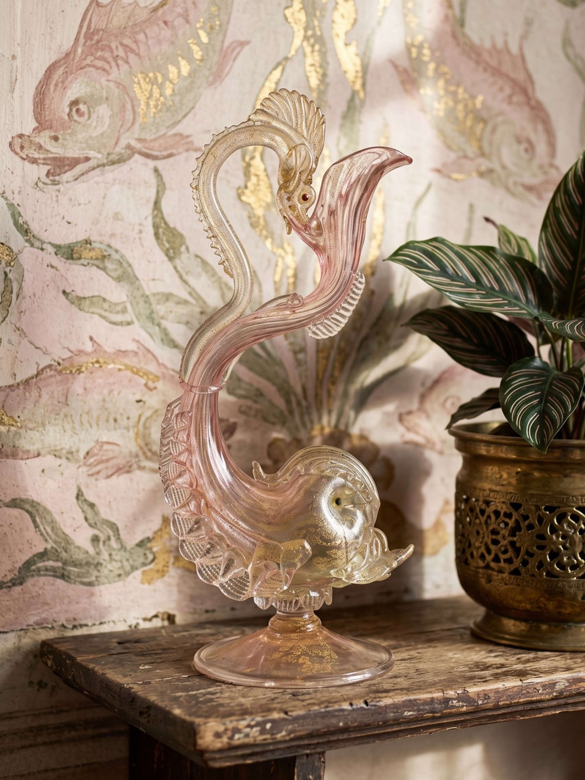 Vintage Krug "Delphin" von Antonio Salviati, Murano Glas