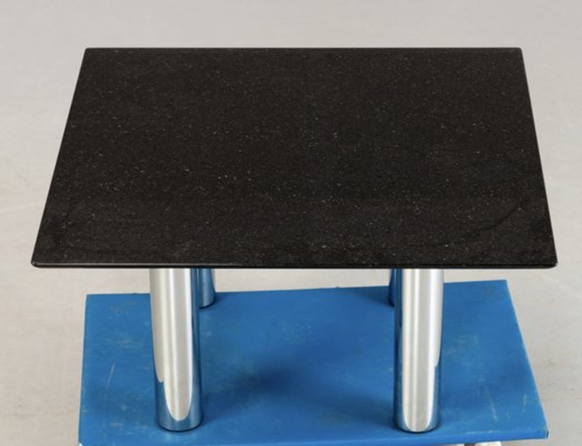 Vintage Couchtisch von Peter Draenert für Draenert, Granitplatte schwarz, Chrombein