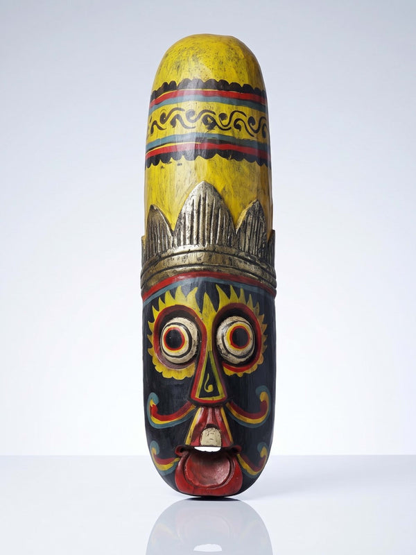 Vintage Wandmaske Bali, Holz handbemalt, Indonesien 1970er