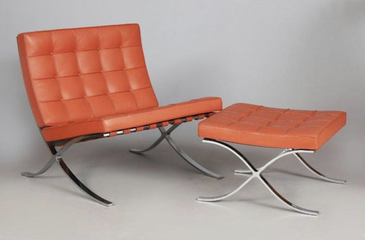 Vintage Set von 2 Barcelona Lounge Chair mit Ottomane von Ludwig Mies van der Rohe für Knoll International
