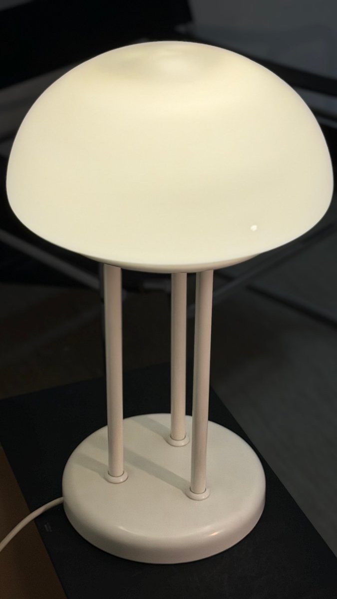 Pilzlampe aus Milchglas und Metall, 1970er Jahre