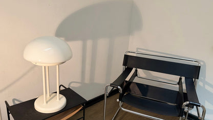 Pilzlampe aus Milchglas und Metall, 1970er Jahre