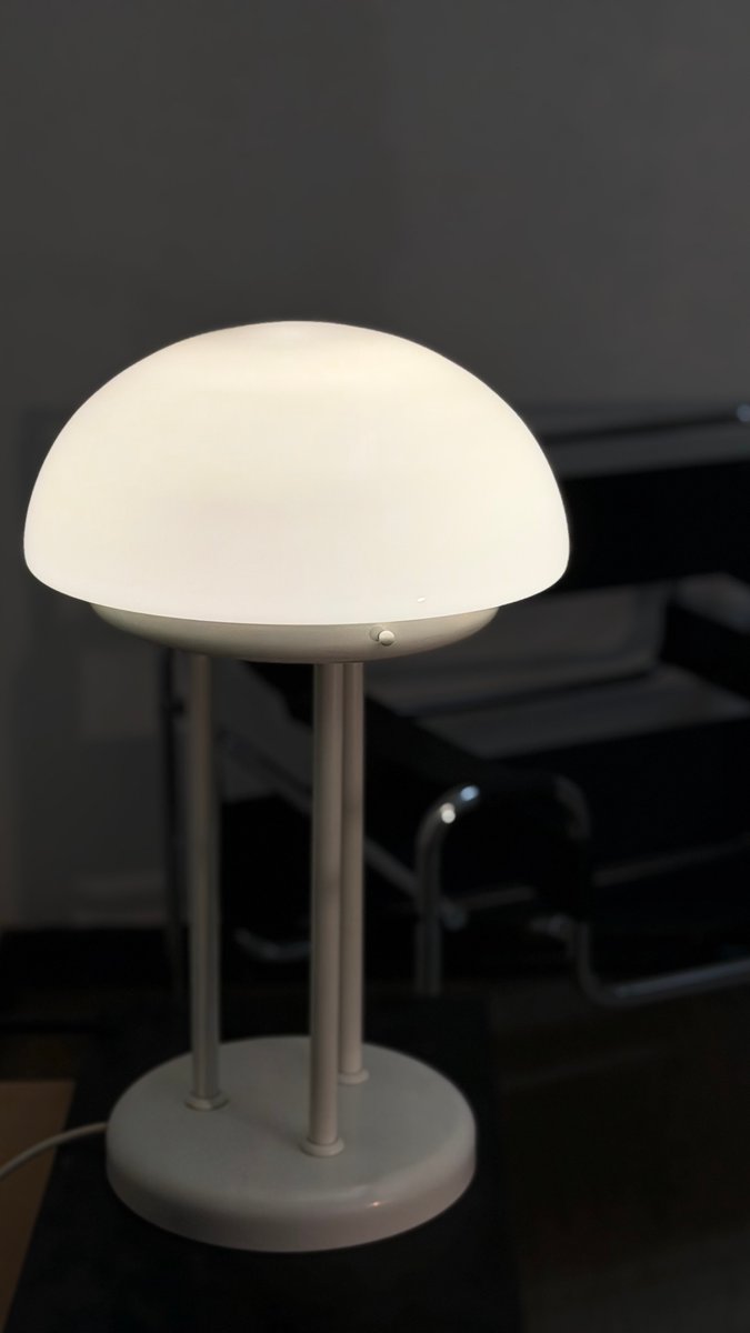 Pilzlampe aus Milchglas und Metall, 1970er Jahre