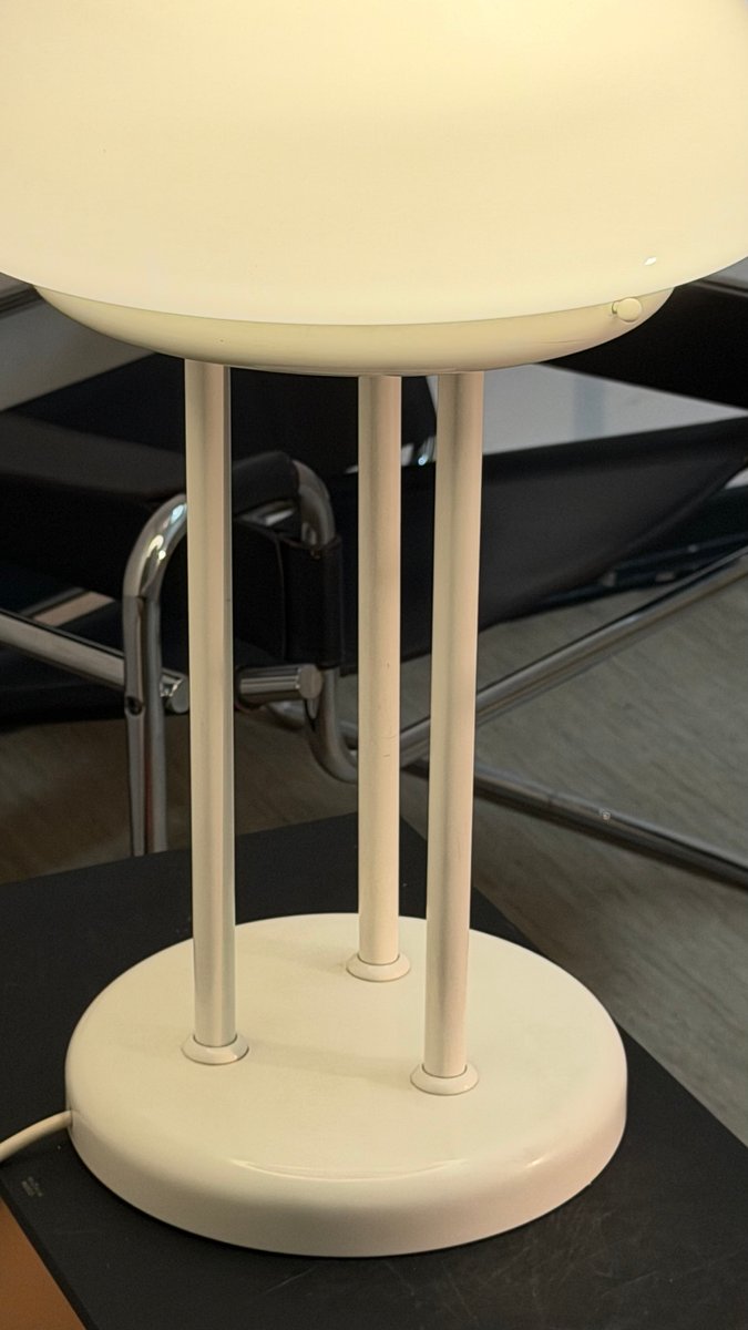 Pilzlampe aus Milchglas und Metall, 1970er Jahre