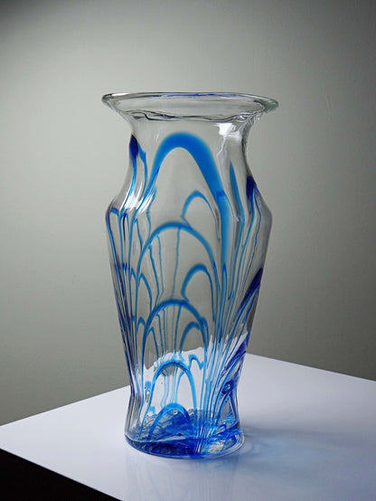Vintage Vase aus Muranoglas blau-transparent, Italien 1960-70er