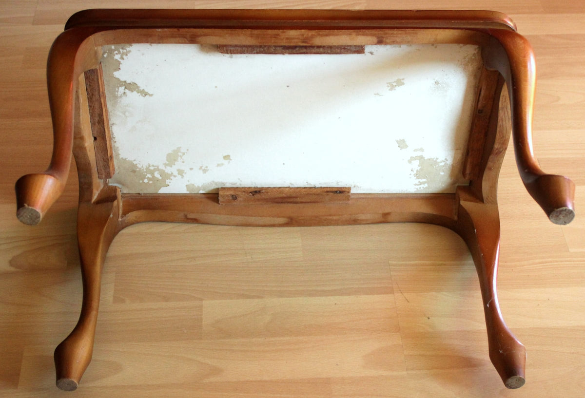 Vintage Blumenbank im Chippendale-Stil, Holz und Keramik