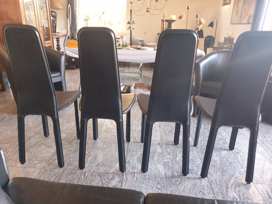 Vintage Stuhl von Giorgio Cattelan für Cidue schwarz Leder