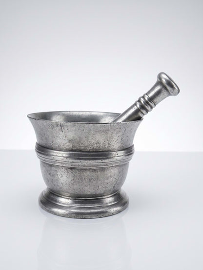 Vintage Mörser mit Stößel aus Zinn von Les Étains du Manoir