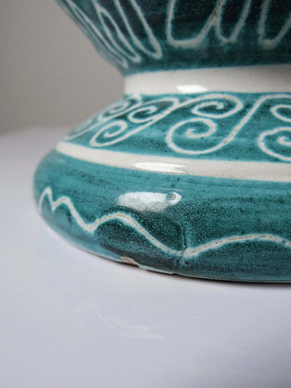 Vintage Vase Balusterform aus Keramik in Türkis