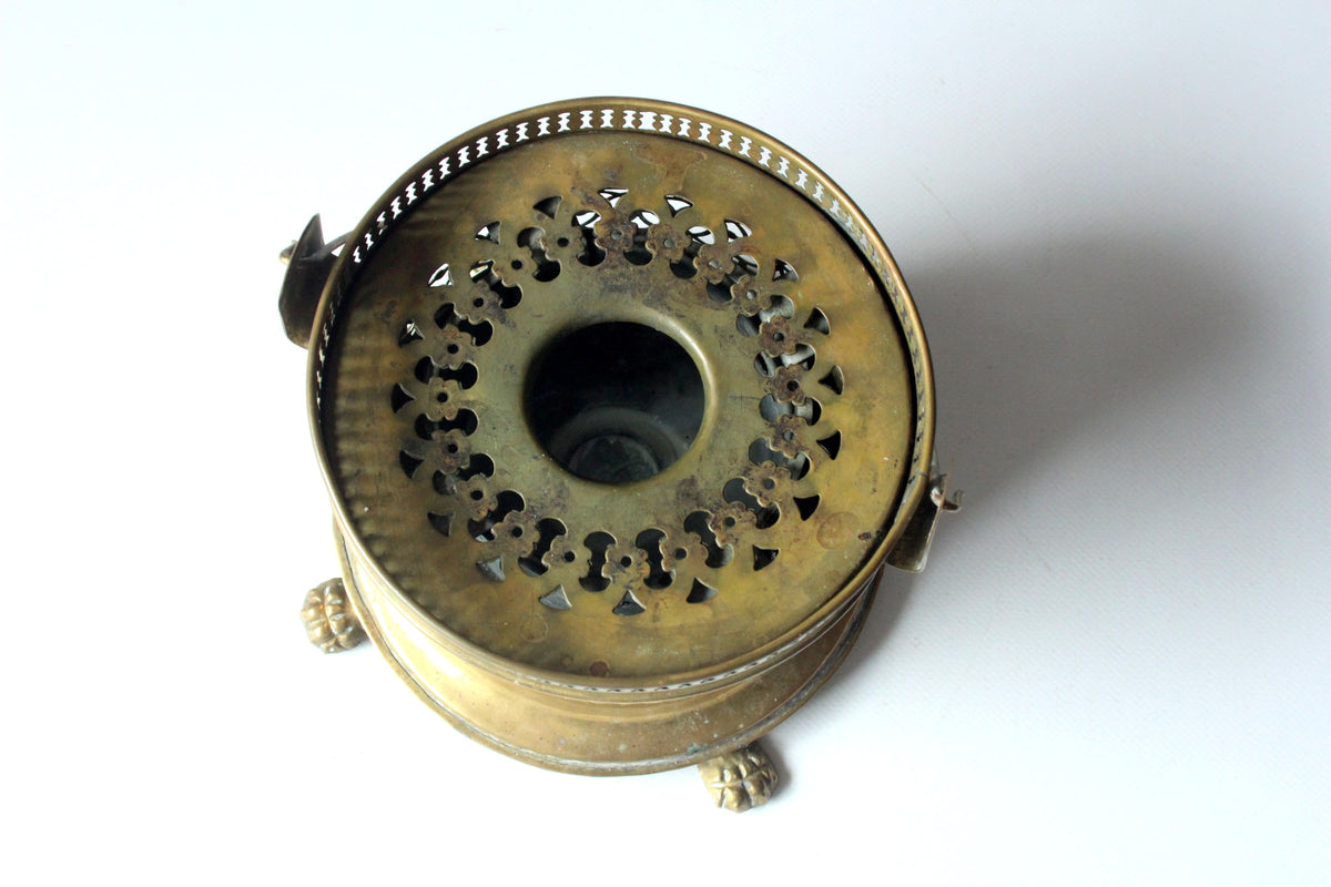 Vintage Stövchen Messing mit Löwenfüßen