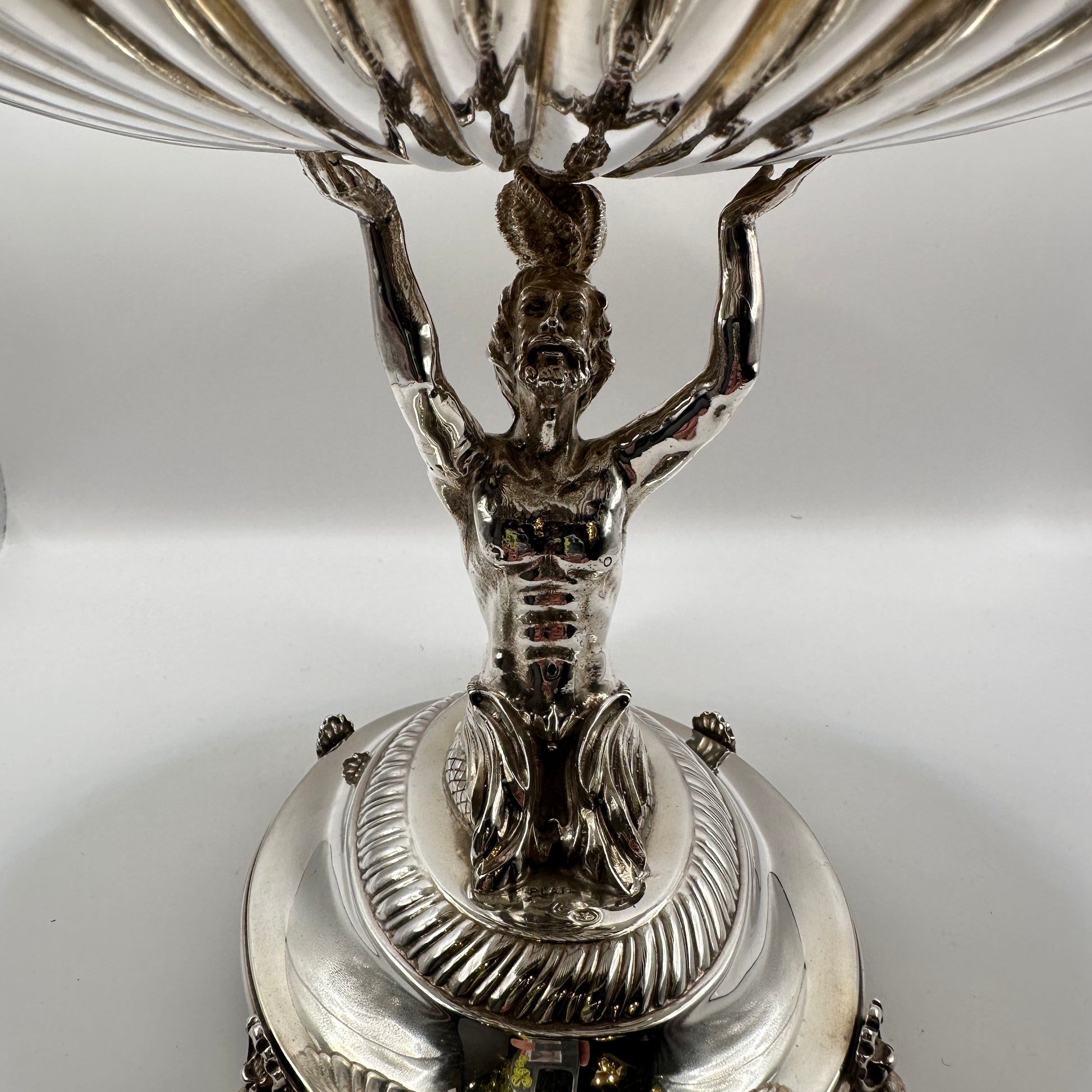 Vintage Muschelschale Echtsilber Triton Figur handgefertigt