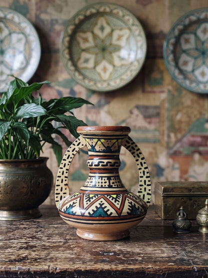 Vintage Vase Keramik von Safi, handbemalt, Marokko