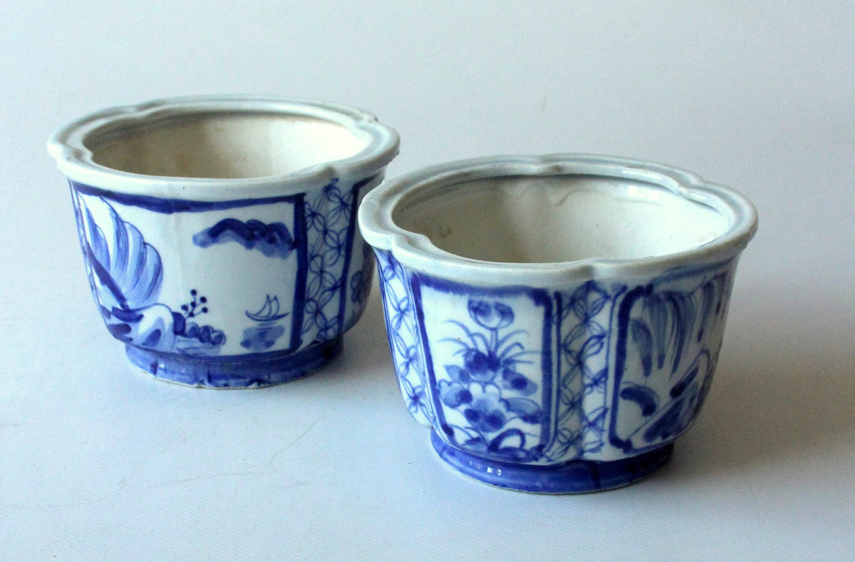 Set von 2 Vintage Blumentöpfe im asiatischen Stil