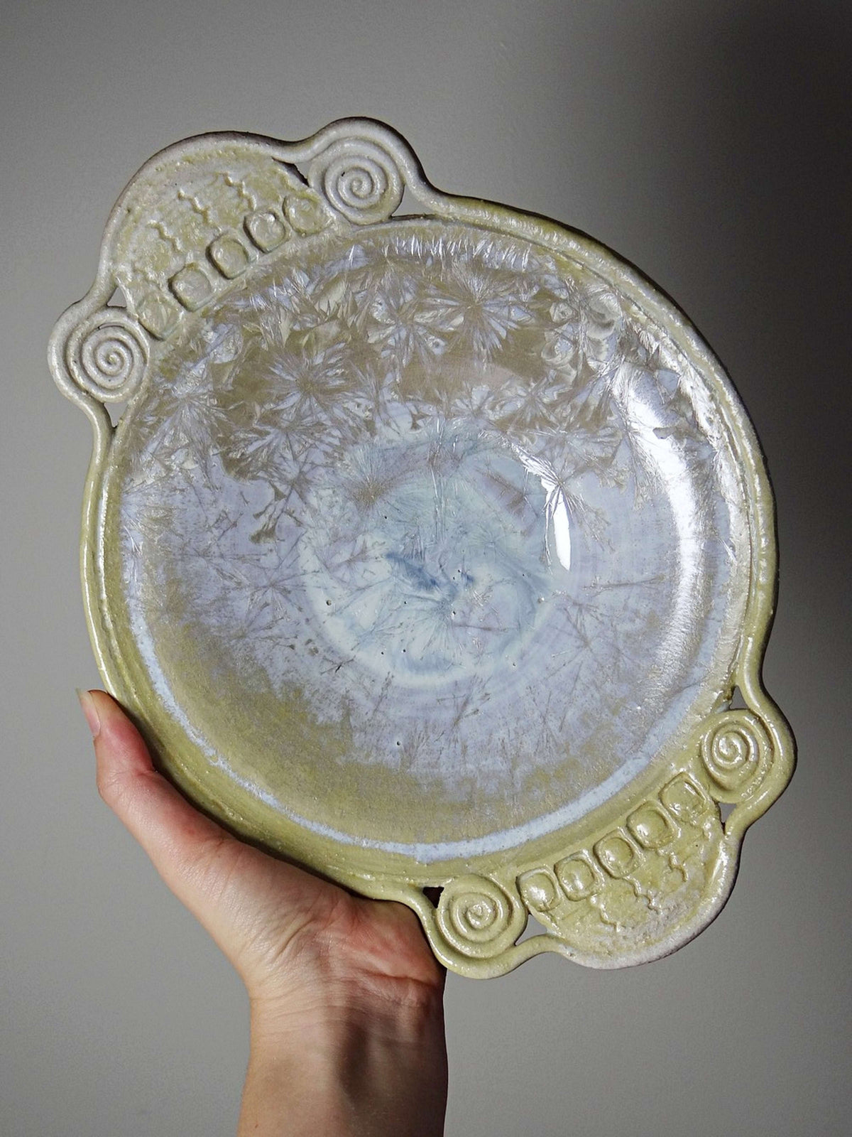Vintage Schale mit Kristallglasur von Françoise Roussel