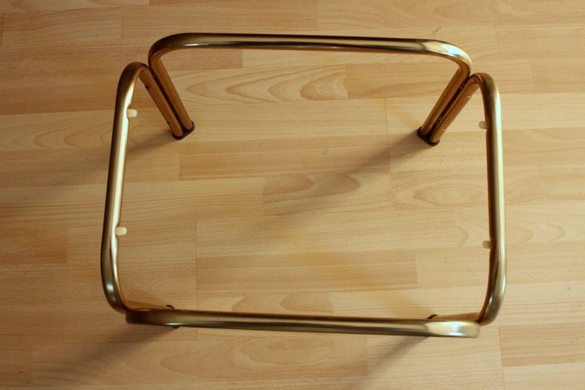 Vintage Beistelltisch Messing mit Rauchglasplatte, Space Age