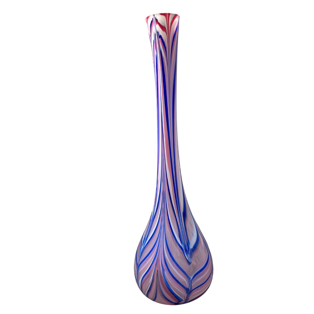 Vintage Glas Pop-Art Bodenvase in Pink, Blau und Violett