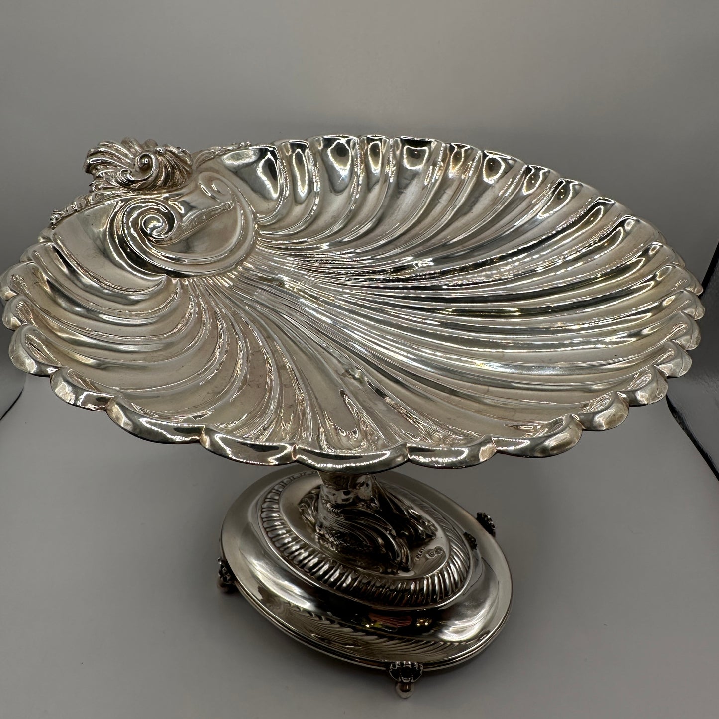 Vintage Muschelschale Echtsilber Triton Figur handgefertigt