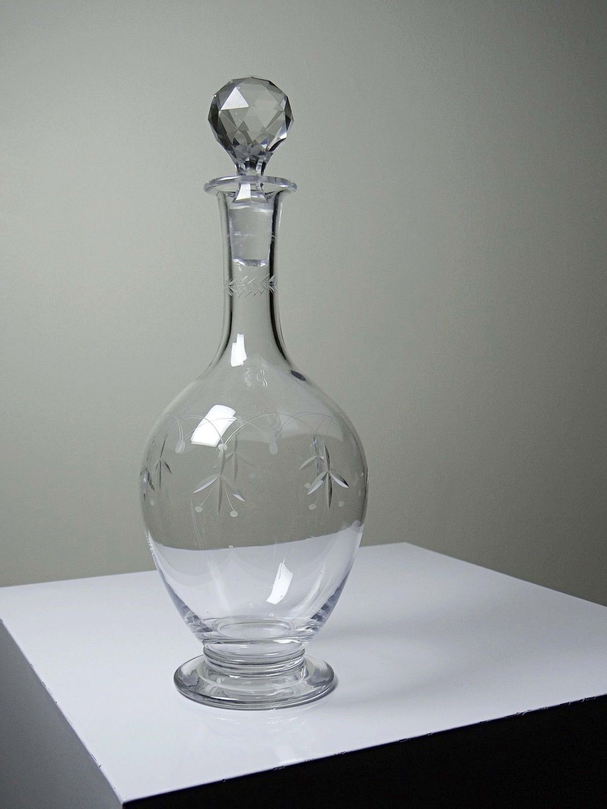 Vintage Karaffe "Cristal de Nancy" graviert, Art Deco