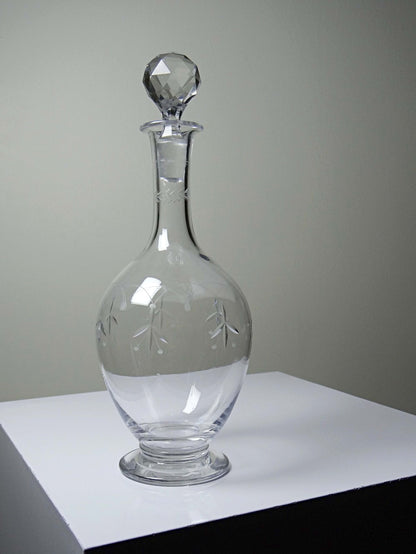 Vintage Karaffe "Cristal de Nancy" graviert, Art Deco