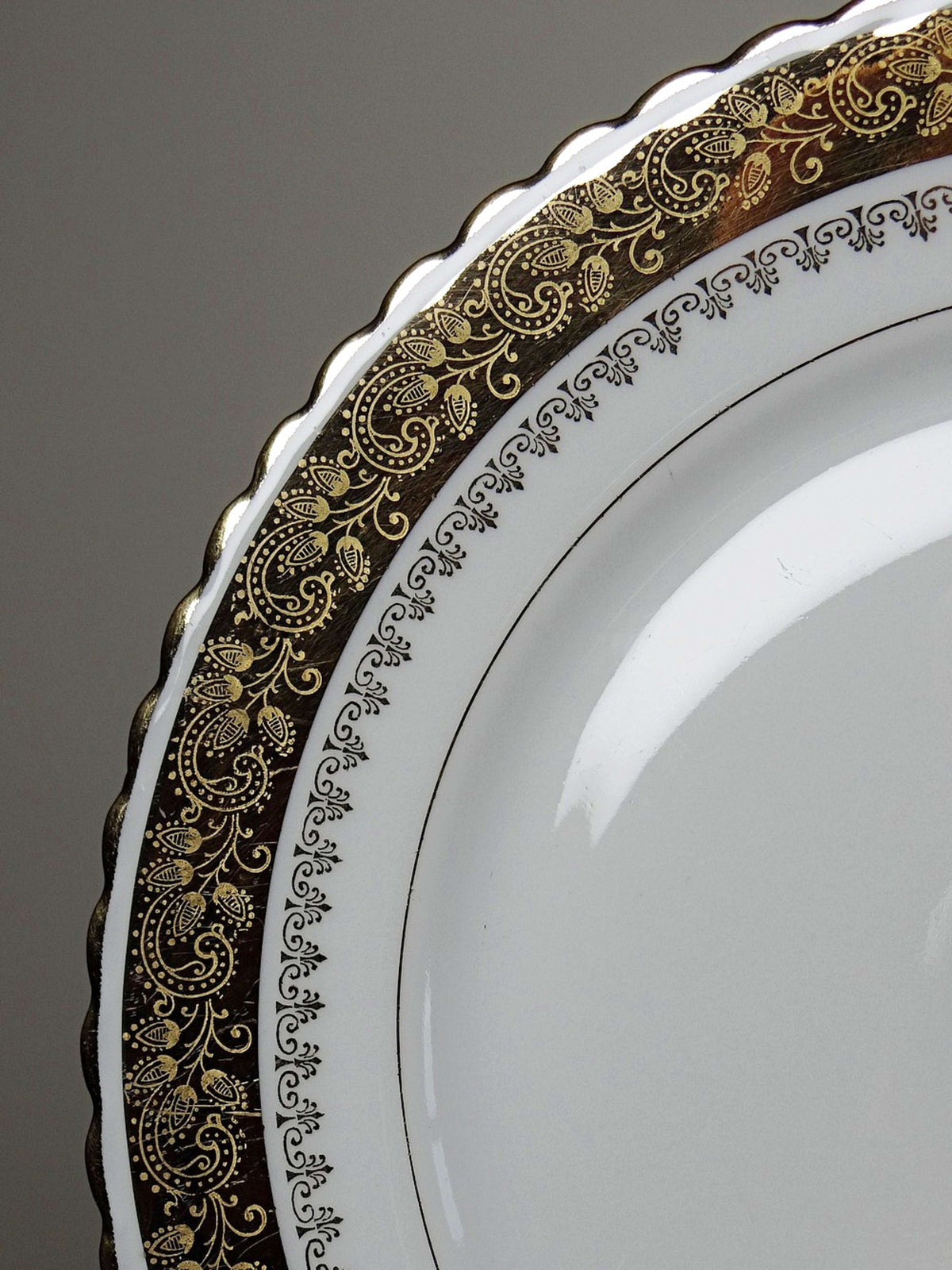 Set von 6 Vintage Teller ADP Royal Limoges mit Golddekor