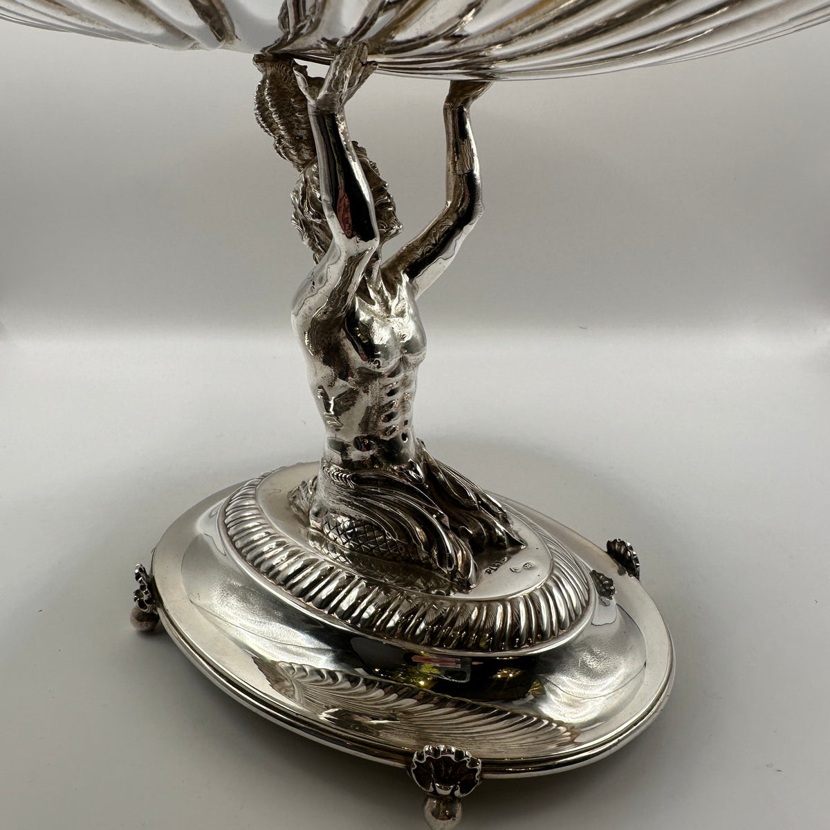 Vintage Muschelschale Echtsilber Triton Figur handgefertigt