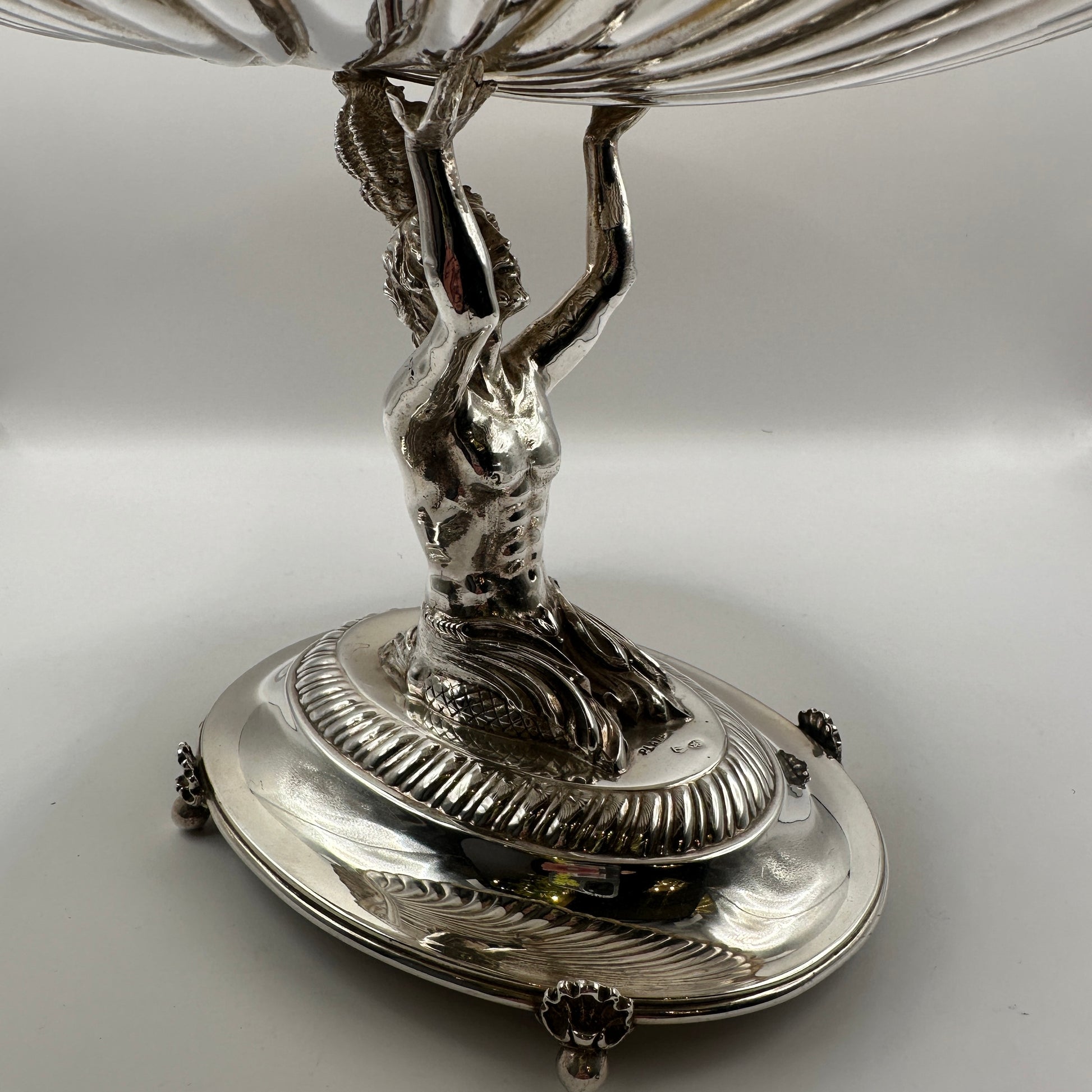 Vintage Muschelschale Echtsilber Triton Figur handgefertigt