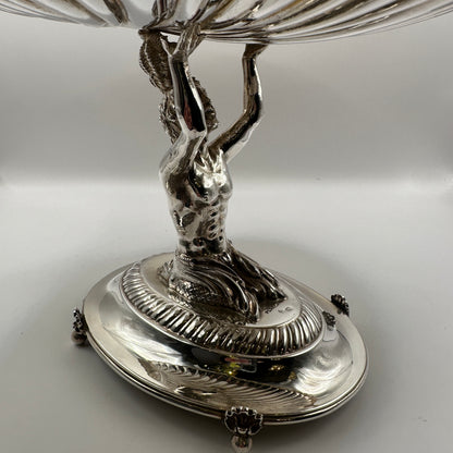 Vintage Muschelschale Echtsilber Triton Figur handgefertigt