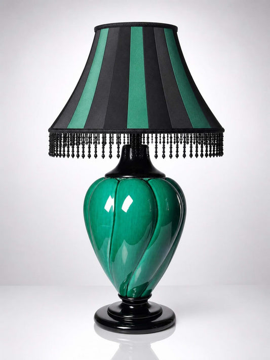 Vintage Tischlampe Mathias, Keramik grün und schwarz, 1970er Jahre