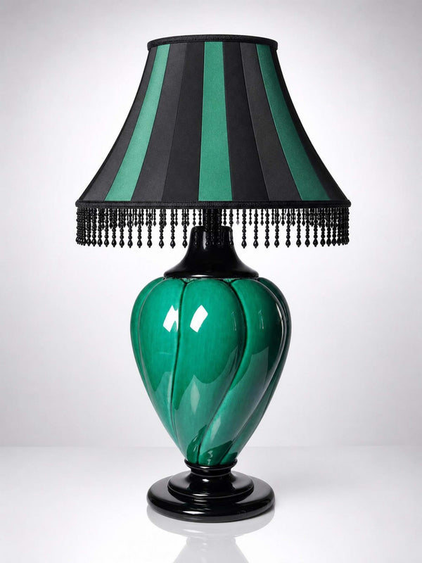 Vintage Tischlampe Mathias, Keramik grün und schwarz, 1970er Jahre
