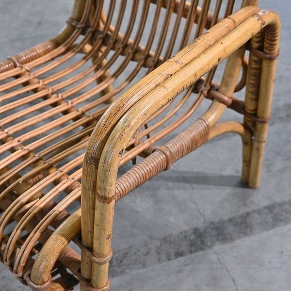 Vintage Stuhl von R. Wengler für Kbenhavn, Rattan, Armlehne, gebraucht