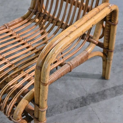 Vintage Stuhl von R. Wengler für Kbenhavn, Rattan, Armlehne, gebraucht