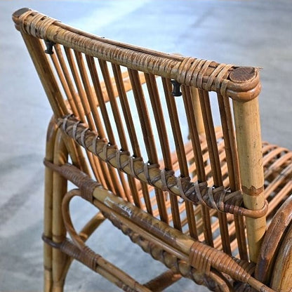 Vintage Stuhl von R. Wengler für Kbenhavn, Rattan, Armlehne, gebraucht