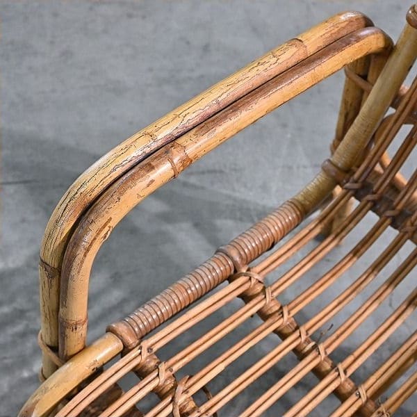 Vintage Stuhl von R. Wengler für Kbenhavn, Rattan, Armlehne, gebraucht