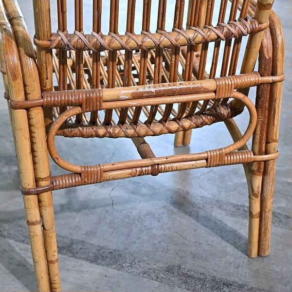 Vintage Stuhl von R. Wengler für Kbenhavn, Rattan, Armlehne, gebraucht