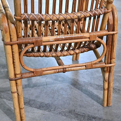 Vintage Stuhl von R. Wengler für Kbenhavn, Rattan, Armlehne, gebraucht