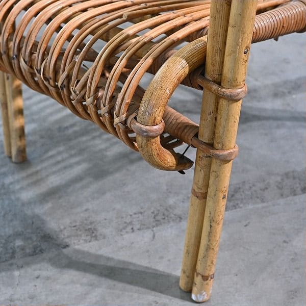 Vintage Stuhl von R. Wengler für Kbenhavn, Rattan, Armlehne, gebraucht