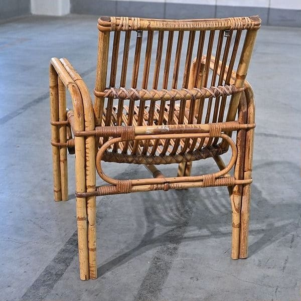 Vintage Stuhl von R. Wengler für Kbenhavn, Rattan, Armlehne, gebraucht