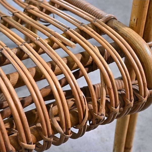 Vintage Stuhl von R. Wengler für Kbenhavn, Rattan, Armlehne, gebraucht