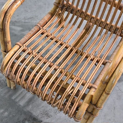 Vintage Stuhl von R. Wengler für Kbenhavn, Rattan, Armlehne, gebraucht