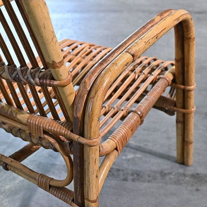 Vintage Stuhl von R. Wengler für Kbenhavn, Rattan, Armlehne, gebraucht