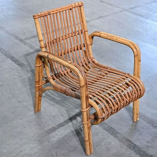 Vintage Stuhl von R. Wengler für Kbenhavn, Rattan, Armlehne, gebraucht