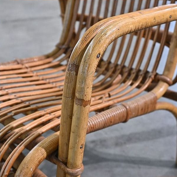 Vintage Stuhl von R. Wengler für Kbenhavn, Rattan, Armlehne, gebraucht