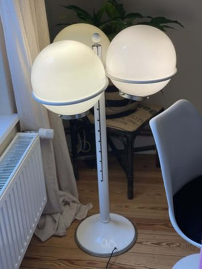 Vintage floor lamp with spherical glass from Targetti Sankey for Targetti, opal glass, white-silver colored