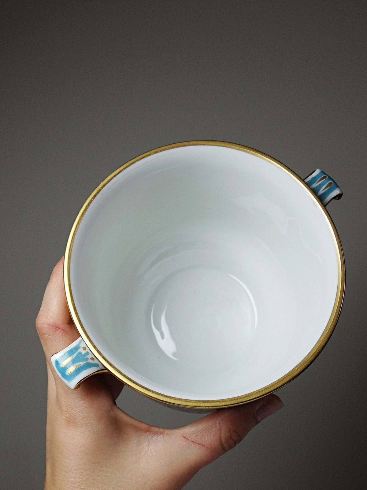 Vintage Porzellan-Übertopf von M. Carpezat Limoges, handbemalt, Art Nouveau