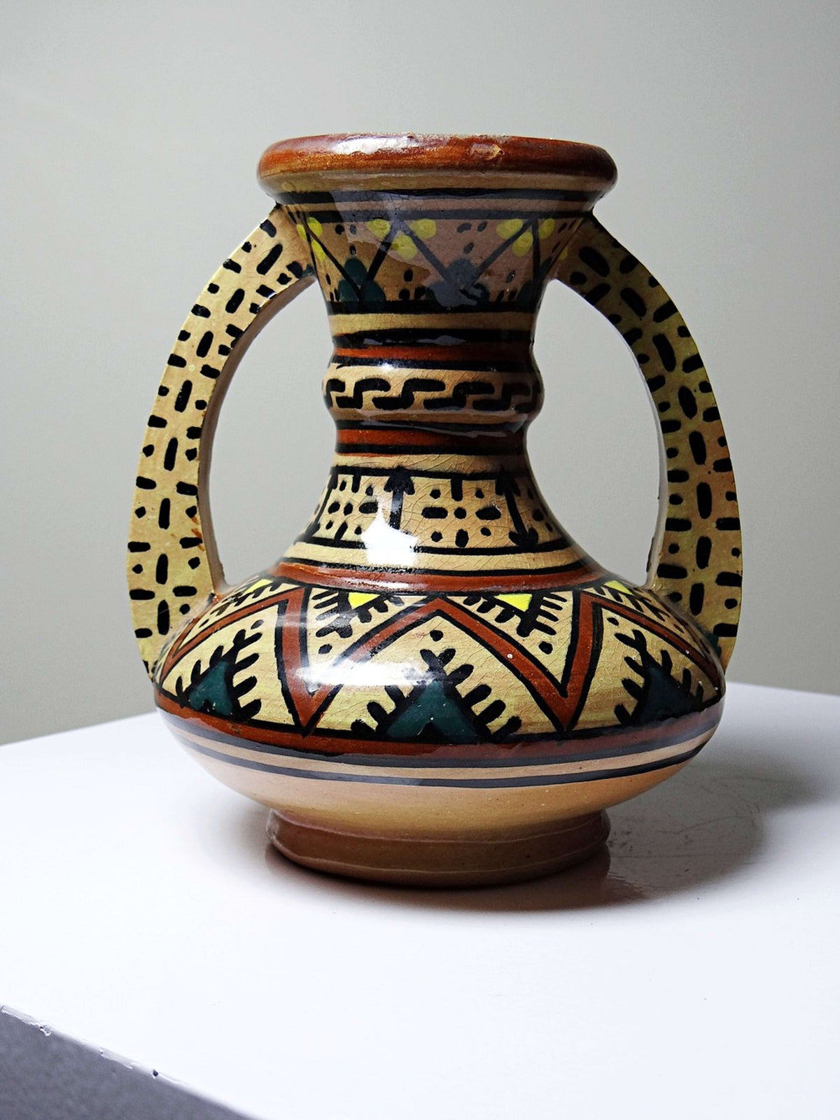 Vintage Vase Keramik von Safi, handbemalt, Marokko