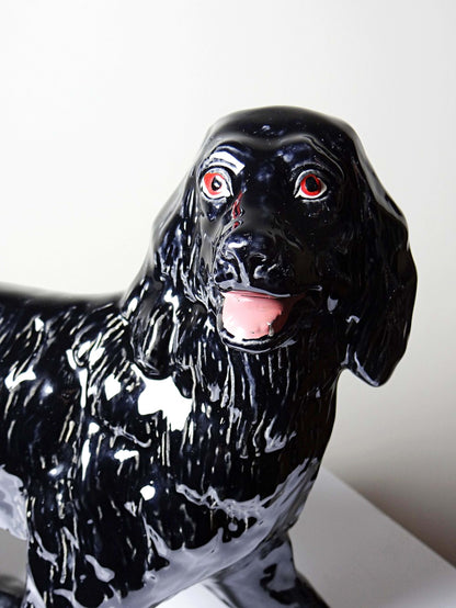 Vintage Karaffe Hund "Newfoundland Screech" Barbotine-Keramik