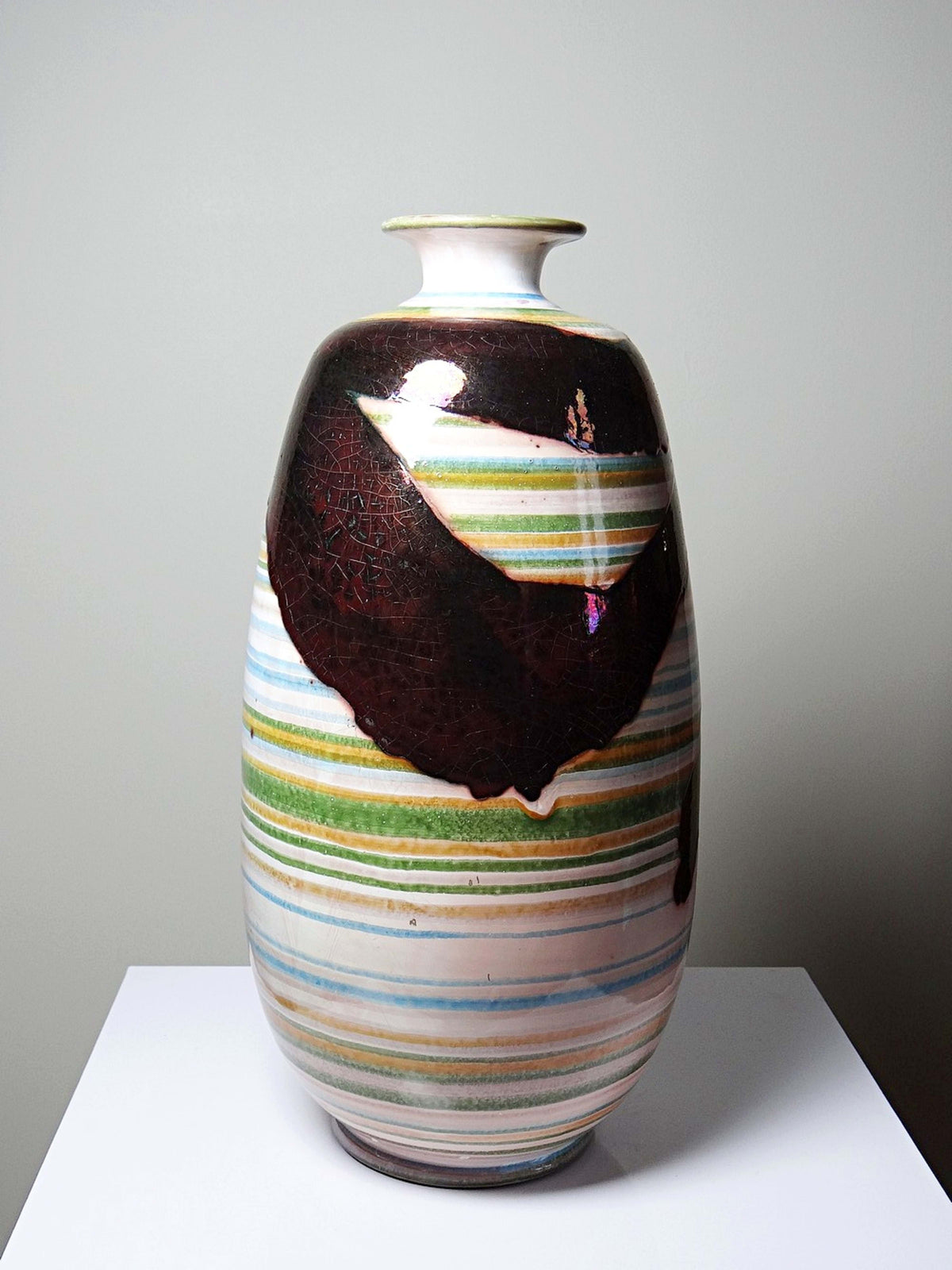 Vintage Keramikvase mit irisierender Glasur, Spanien
