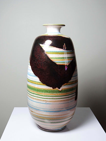 Vintage Keramikvase mit irisierender Glasur, Spanien