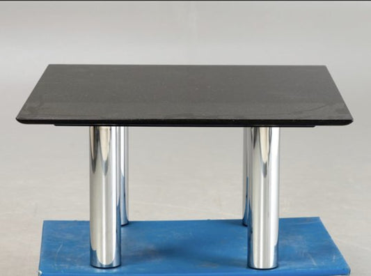 Vintage Couchtisch von Peter Draenert für Draenert, Granitplatte schwarz, Chrombein