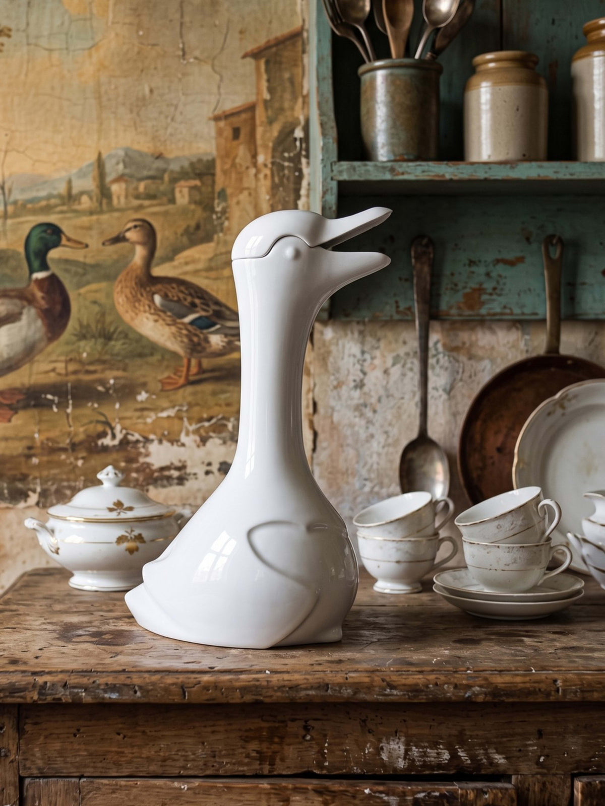 Vintage Karaffe Ente Porzellan Limoges nach Sandoz